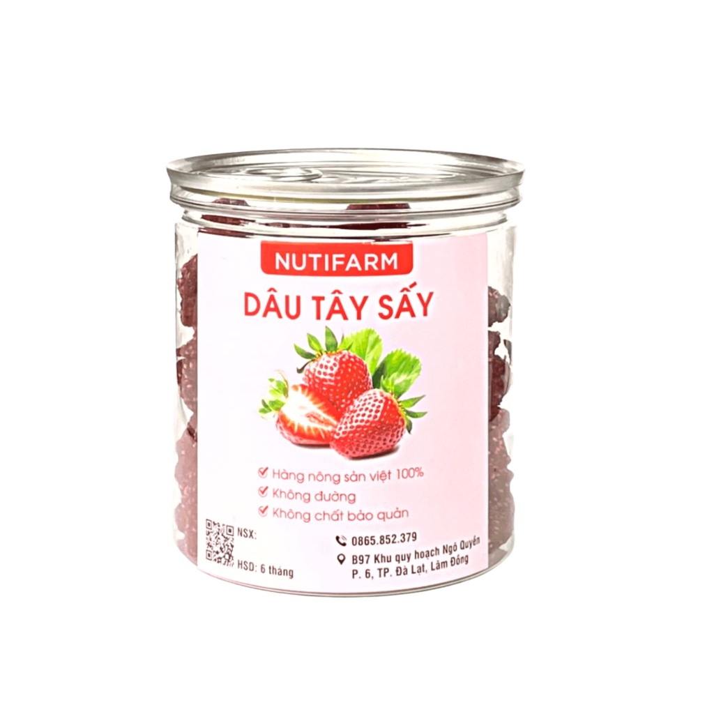 Dâu tây sấy dẻo không đường 250gr, trái cây sấy đặc sản đà lạt
