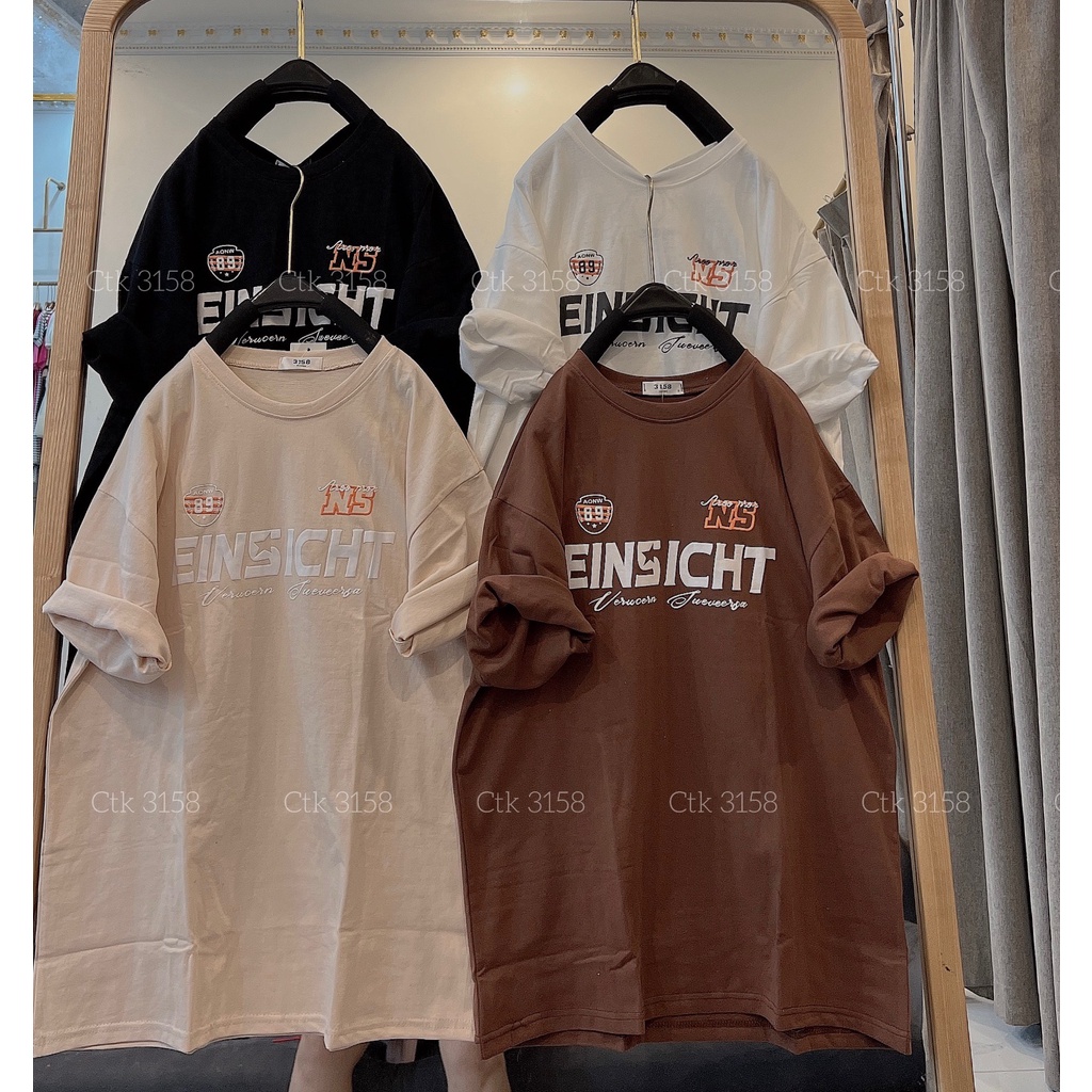 Áo Phông 3158 Chất Cotton Khô Hình Chữ Nổi In  Ngực Nam Nữ Unisex Tay Lỡ Dáng Rộng Bigsize Áo Thun Ngắn Tay