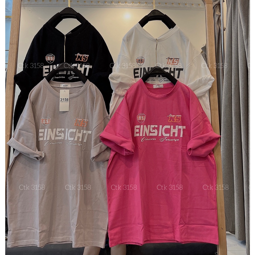 Áo Phông 3158 Chất Cotton Khô Hình Chữ Nổi In  Ngực Nam Nữ Unisex Tay Lỡ Dáng Rộng Bigsize Áo Thun Ngắn Tay