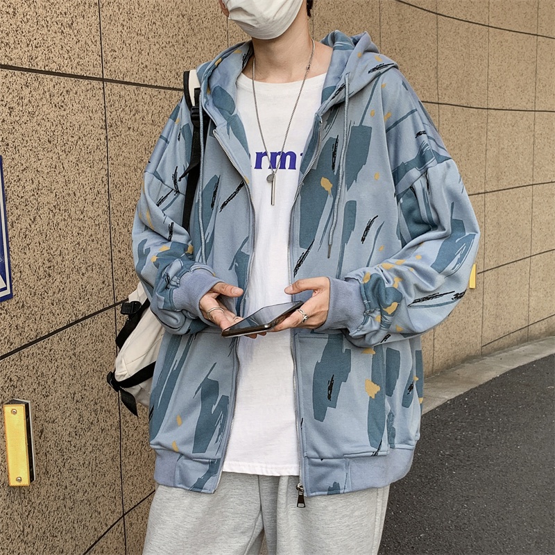 Áo Hoodie Nam Thời Trang Graffiti Rộng Rãi Cảm Giác Cao Cấp Phong Cách Hip Hop Mỹ