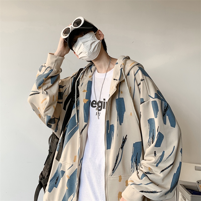 Áo Hoodie Nam Thời Trang Graffiti Rộng Rãi Cảm Giác Cao Cấp Phong Cách Hip Hop Mỹ