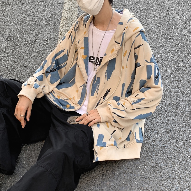 Áo Hoodie Nam Thời Trang Graffiti Rộng Rãi Cảm Giác Cao Cấp Phong Cách Hip Hop Mỹ