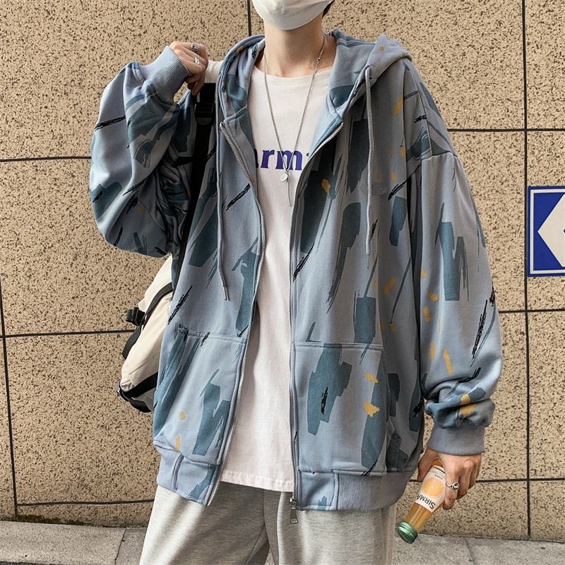 Áo Hoodie Nam Thời Trang Graffiti Rộng Rãi Cảm Giác Cao Cấp Phong Cách Hip Hop Mỹ