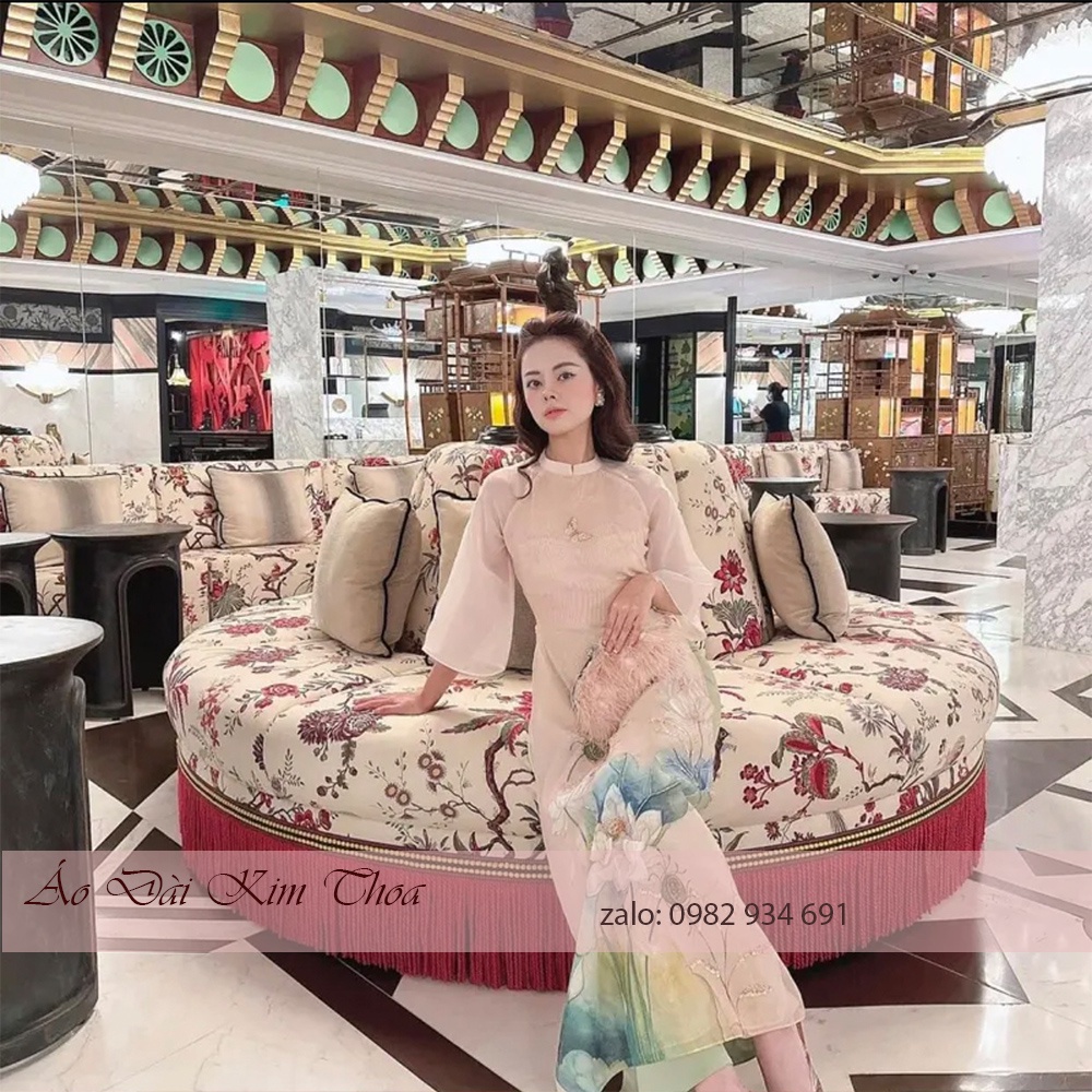 Áo Dài Cách Tân Nữ Dáng Suông Von Hình In VH01