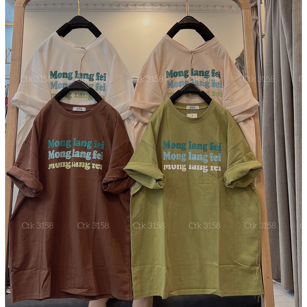 Áo Phông 3158 Dáng Rộng Chữ Mong Chất Cotton Khô Ctk Nam Nữ Unisex - Áo Thun Tay Lỡ Bigsize Ngắn Tay