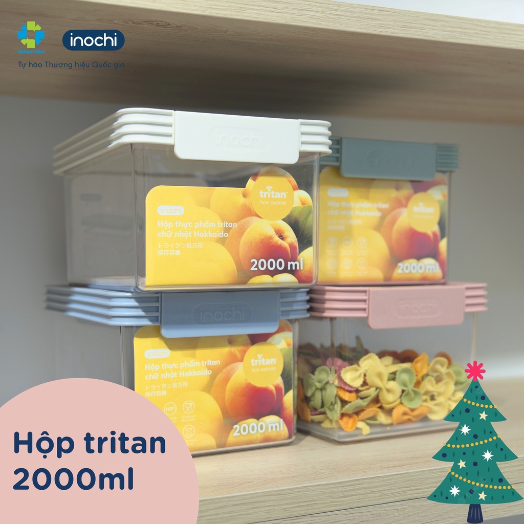Hộp đựng thực phẩm tritan inochi chữ nhật Hokkaido 500-1000-2000-3500-5000ml trữ đông tủ lạnh