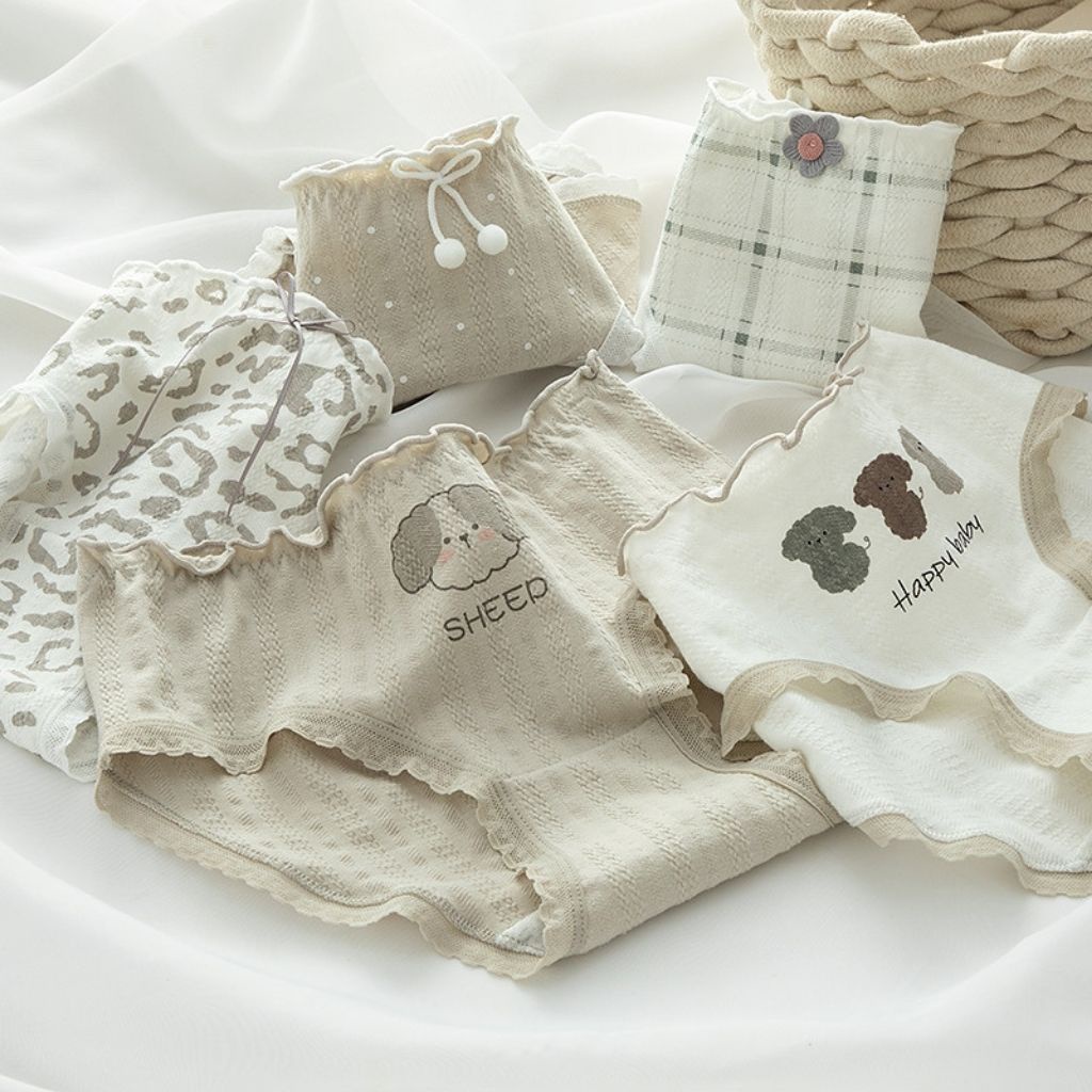 Quần lót nữ cotton cao cấp kháng khuẩn ren viền đính nơ kèm họa tiết cute dễ thương DEVARI L339