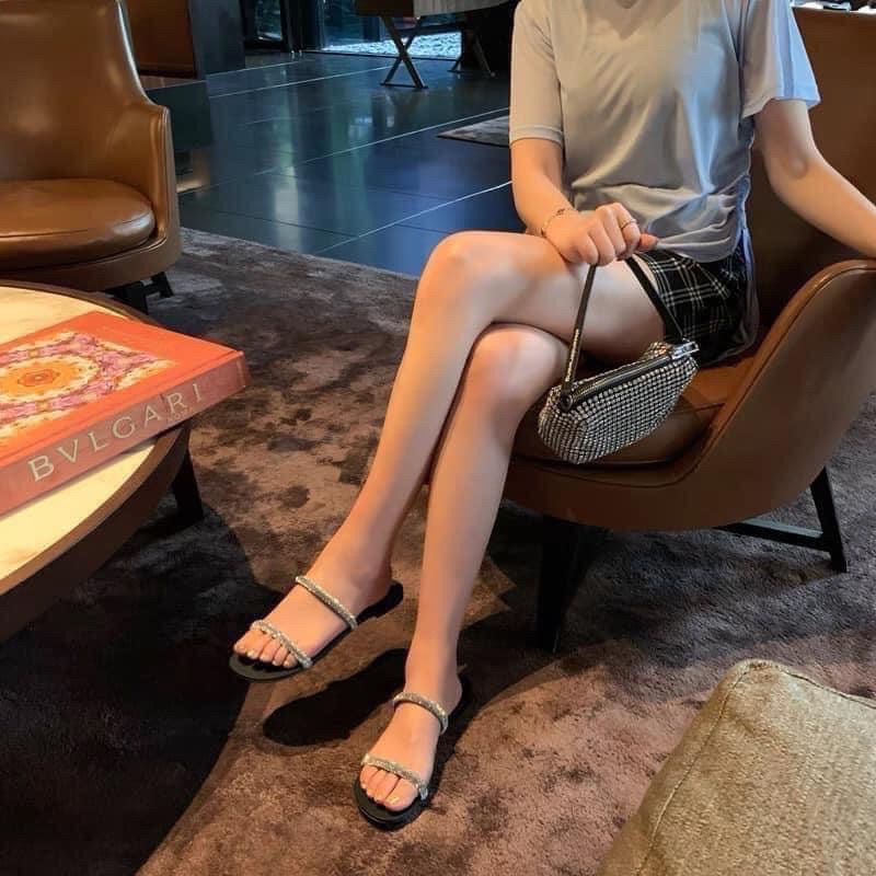 Dép Nữ 2 Quai Đá Ngang Bản To Siêu Êm