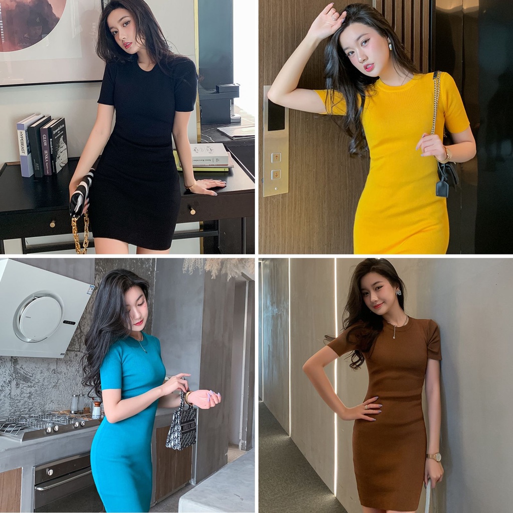 Đầm Body Tay Ngắn Nhiều Màu Sắc Mặc Được Nhiều Dịp Cực Xinh -D15