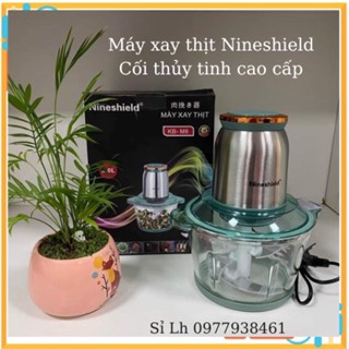 Máy xay thịt đa năng NINESHIELD M6 cối thủy tinh 2L/ Máy xay thịt cầm tay 4 lưỡi Inox Nineshield M8 chính hãng cao cấp