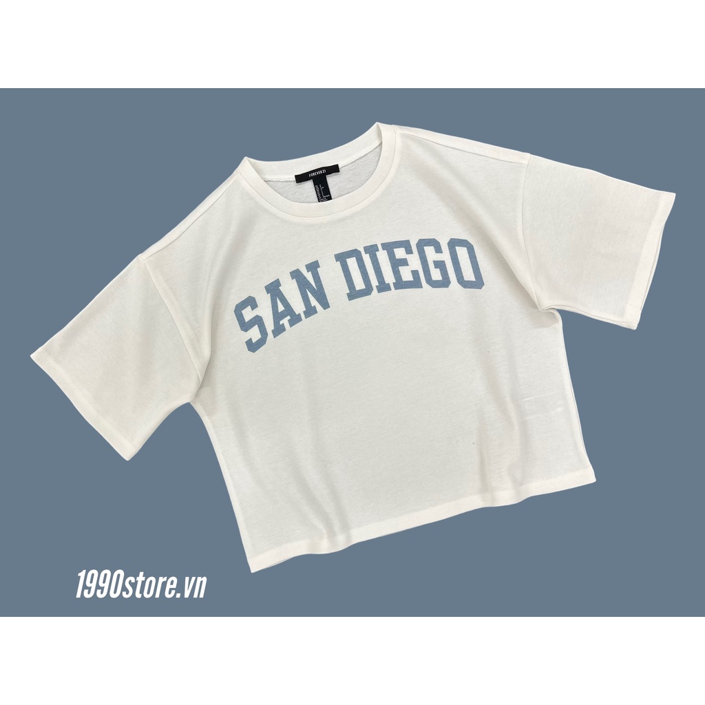 Áo cánh dơi thun da cá màu kem in San Diego chất dầy dặn vnxk