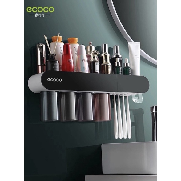 Kệ nhả kem đánh răng tự động CAO CẤP hộp đựng bàn chải đánh răng ECOCO kệ để đồ phòng tắm đa năng