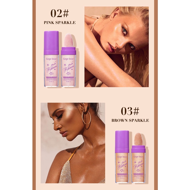 Phấn Bắt Sáng Nhũ Highlight GEGE BEAR Trang Điểm Nổi Bật Có Độ Bóng Cao Tăng Hiệu Ứng Ba Chiều Tự Nhiên Dạng Thỏi