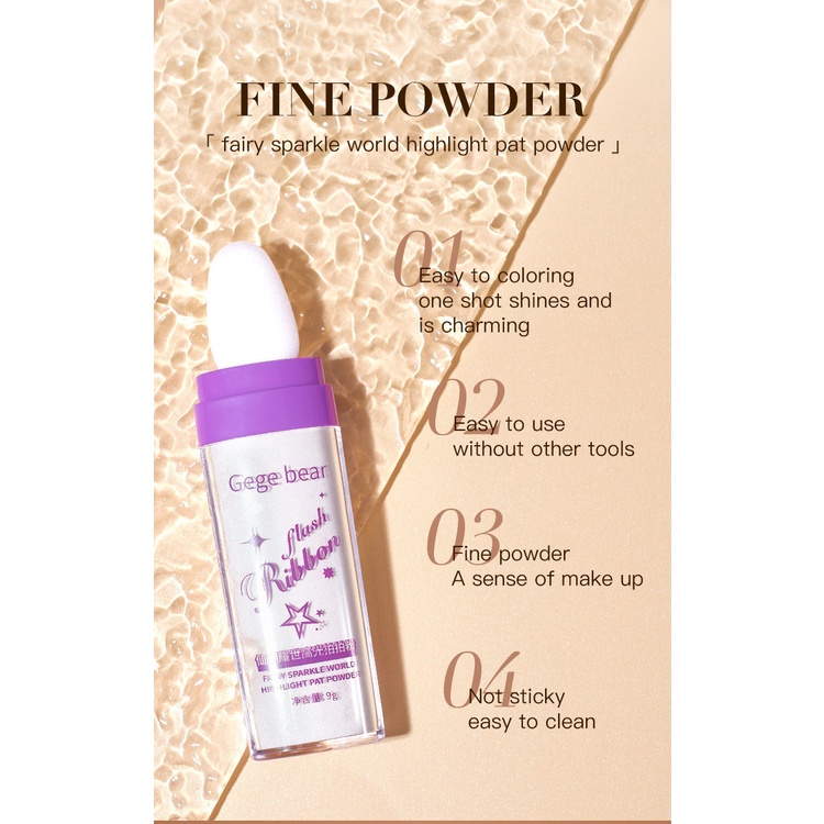 Phấn Bắt Sáng Nhũ Highlight GEGE BEAR Trang Điểm Nổi Bật Có Độ Bóng Cao Tăng Hiệu Ứng Ba Chiều Tự Nhiên Dạng Thỏi