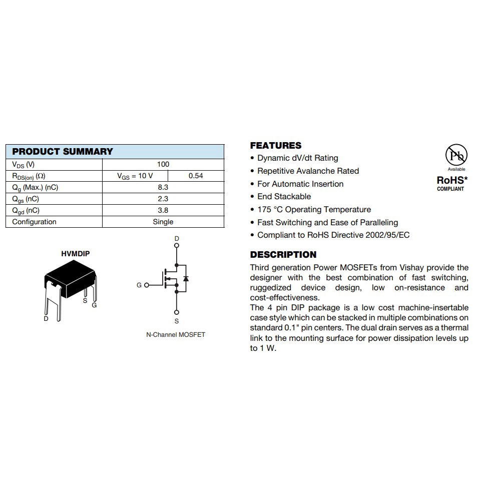 IRFD110 N-Mosfet 1A 100V DIP-4