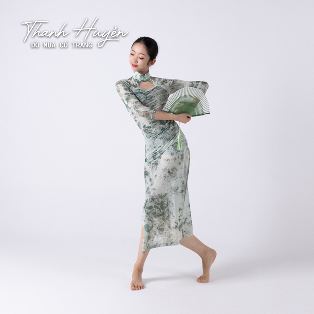 Đầm Váy Sườn Xám Cách Tân Múa Cổ Điển Kèm Quần Bảo Hộ - Đồ Múa Cổ Trang Thanh Huyền