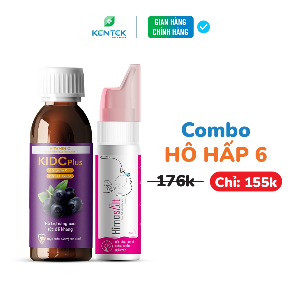 Siro KID C Plus chai 100ml + xịt mũi Himasalt chai 75ml | Sạch, ngừa viêm mũi và tăng đề kháng cho bé