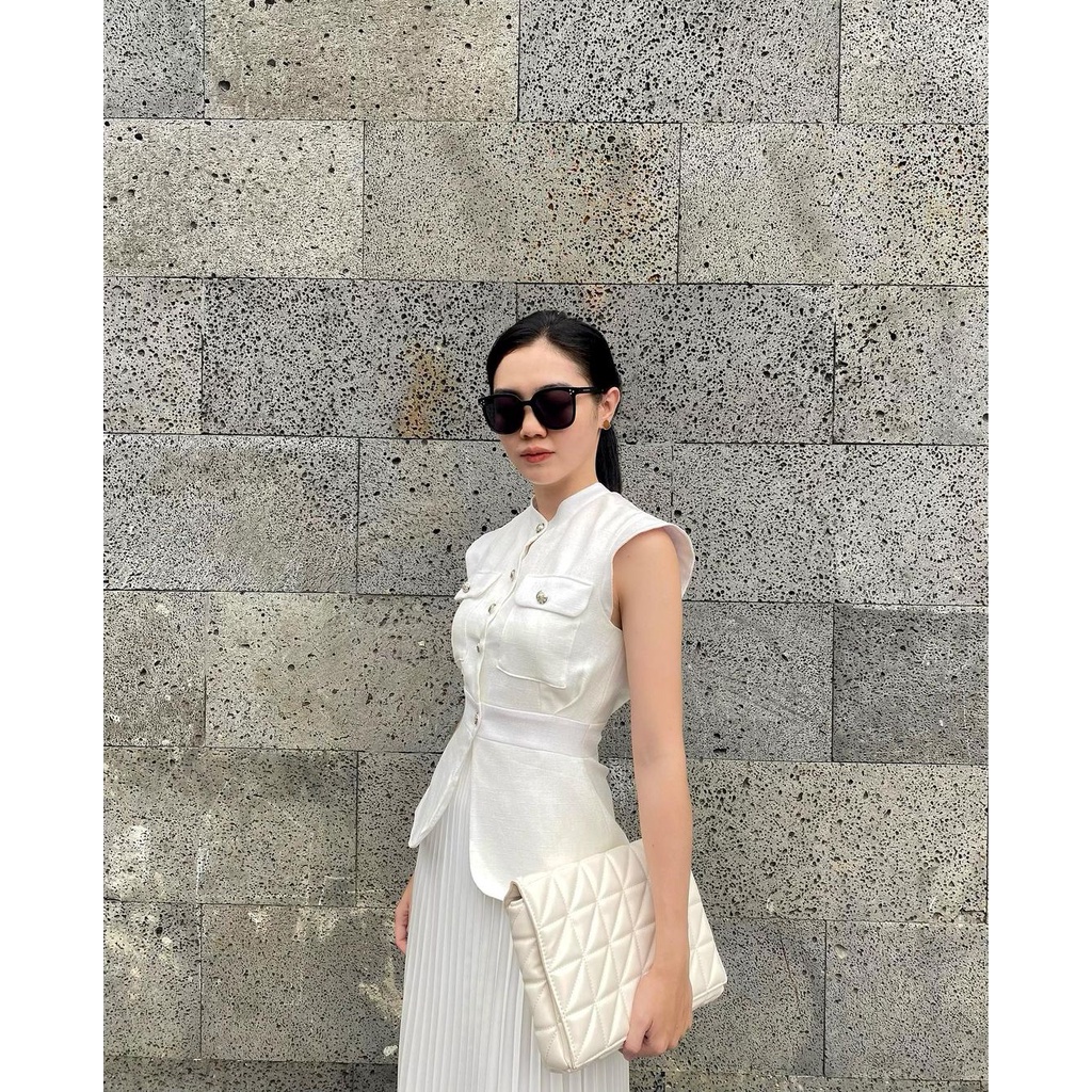 Áo tweed trắng thiết kế - Cassia Shirt