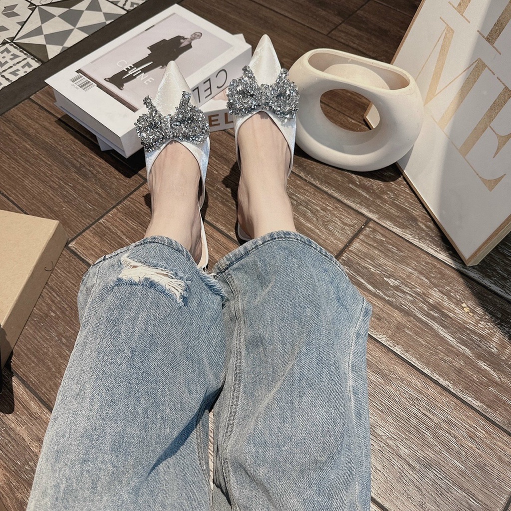 Giày sục nữ siêu hot - giày nữ sục nơ đá cao cấp