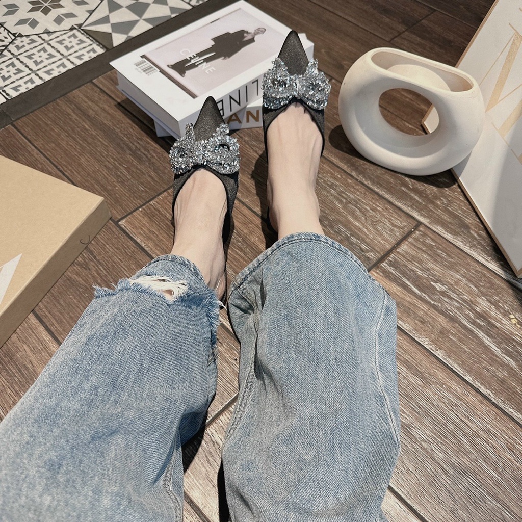 Giày sục nữ siêu hot - giày nữ sục nơ đá cao cấp