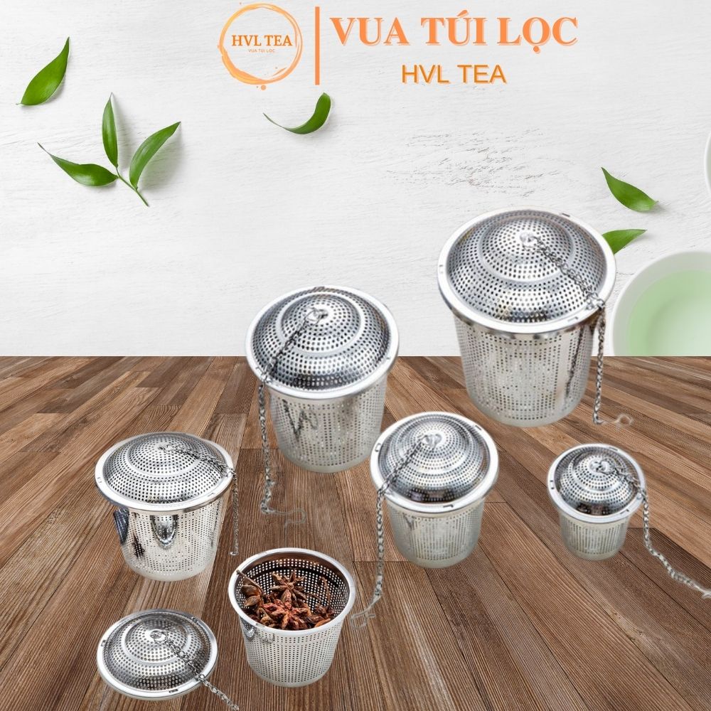 Lọc trà inox 304 hình trụ, có dây treo, không gỉ, nhiều kích thước, HVL TEA