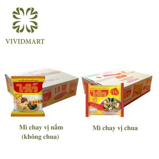 [THÙNG 30 GÓI] - Mì WAI WAI chay - Mì WaiWai chay 2 vị: nấm (không chua) và Thái chua - 60g/gói - Mì ăn liền Thái Lan