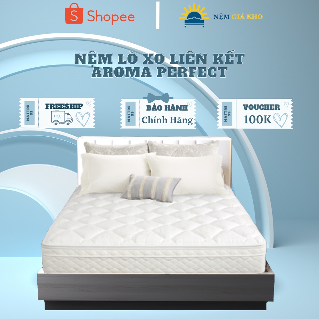 Nệm Lò Xo Liên Kết Aroma Perfect 4 Viền - Bảo Hành 10 Năm