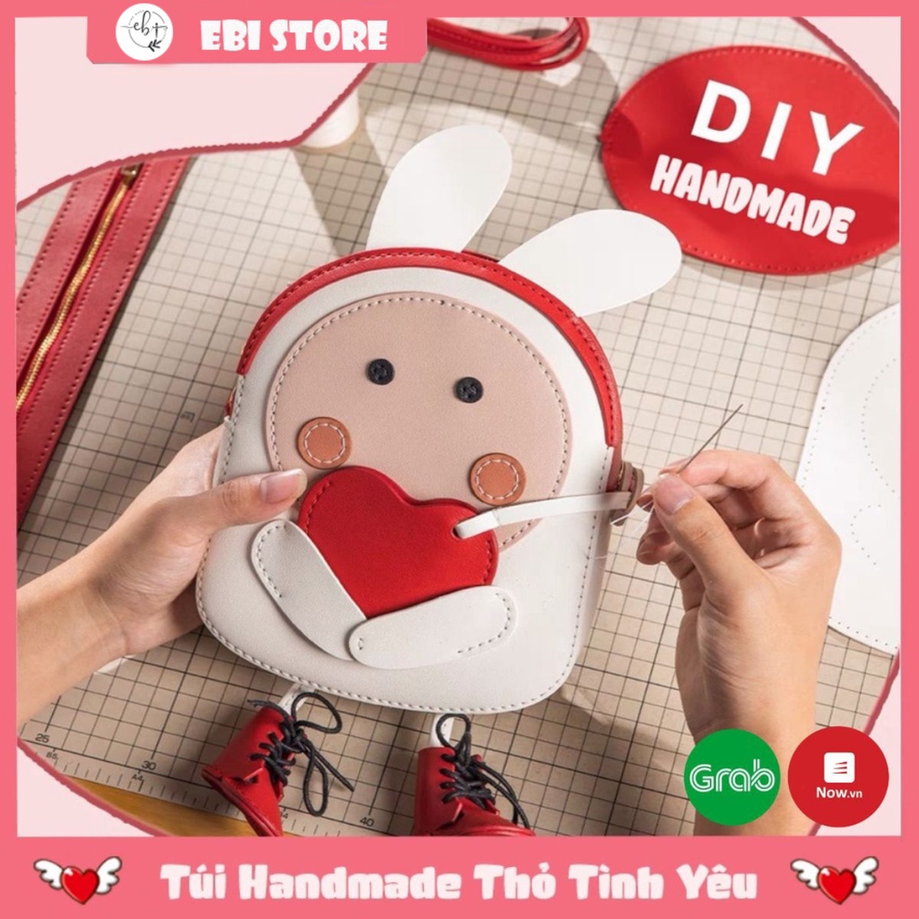 Túi Tự Làm Hình Con Thỏ Tình Yêu ❤️ Ebi Store - Freeship ❤️ Set nguyên liệu HANDMADE khâu tay da PU
