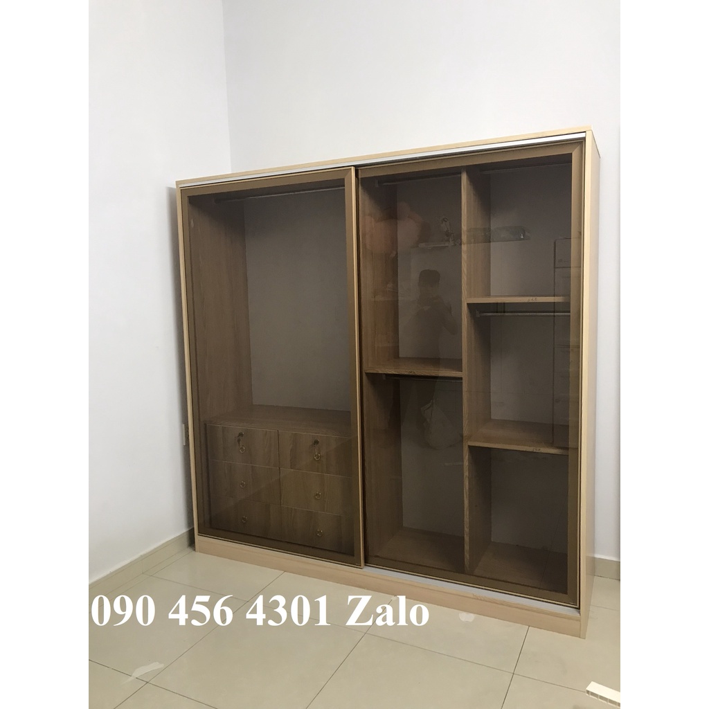 Tủ quần áo cánh Nhôm Kính Cường Lực Sang Chảnh nhiều Màu 2Mx2Mx55CM Giá Xưởng HCM