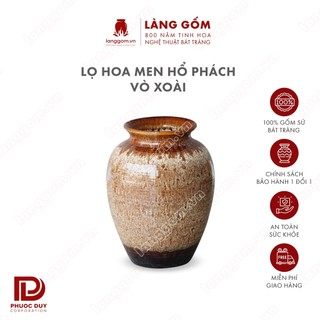 Bình hoa, lọ hoa Gốm sứ Bát Tràng cao cấp Men hỏa biến màu Hổ phách dáng Vò xoài làm quà tặng, đồ trang trí - Làng Gốm
