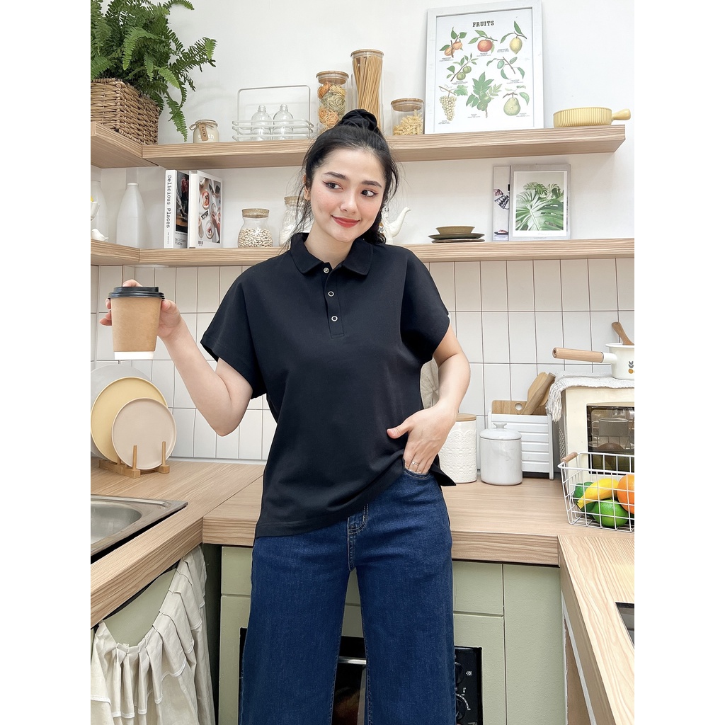 Áo Polo Nữ Cổ Sen Chất Cotton 100% Thoáng Mát Thân Thiện Môi Trường