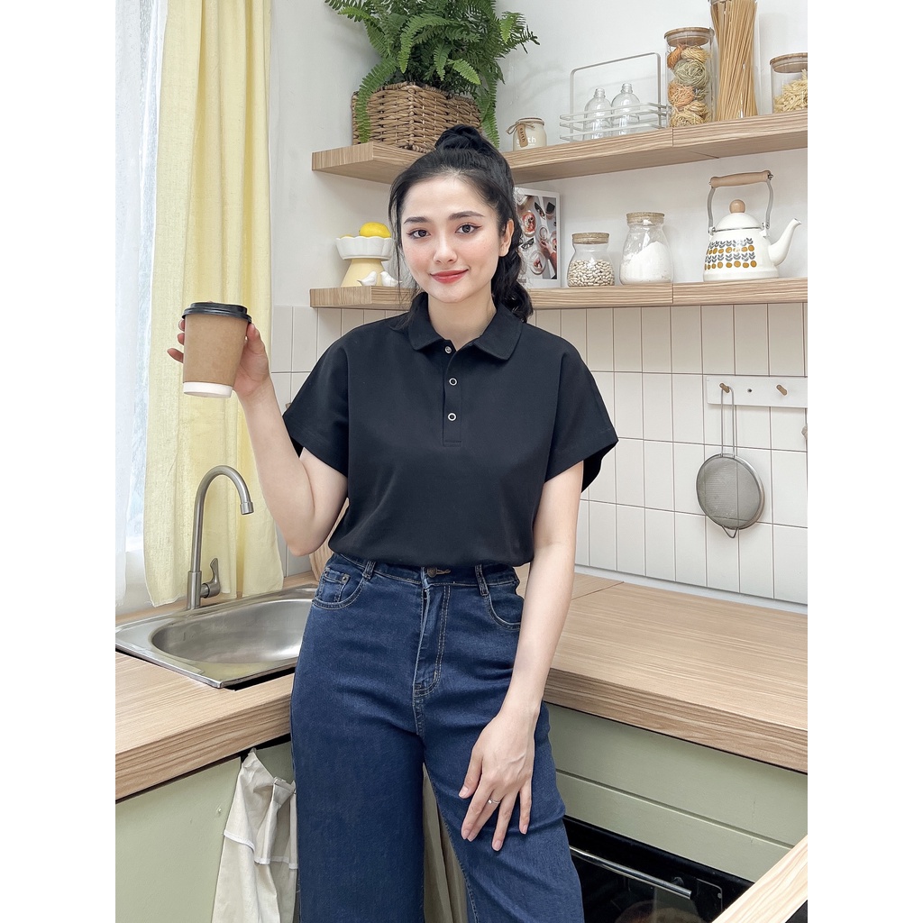 Áo Polo Nữ Cổ Sen Chất Cotton 100% Thoáng Mát Thân Thiện Môi Trường