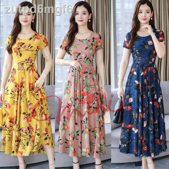 ▤∋♤Váy Đầm Trung Niên Nữ Cho Mẹ Họa Tiết Dáng Dài V04 - Thời Trang Cho Người Lớn Tuổi Trung Tuổi U40 U