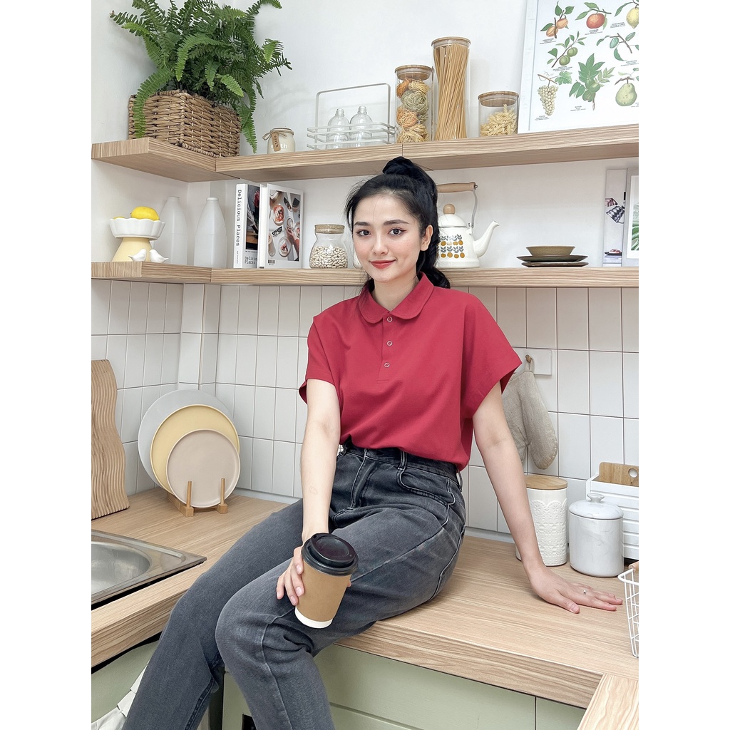 Áo Polo Nữ Cổ Sen Chất Cotton 100% Thoáng Mát Thân Thiện Môi Trường