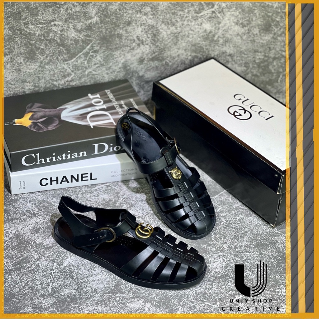Dép rọ GU.CCI hàng cao cấp FULL BOX BILL, Dép dọ sandal GC quai hậu đế nhựa PU đúc nguyên khối siêu bền, siêu êm