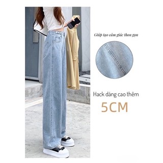 Quần jeans nữ hack dáng màu xanh nhạt