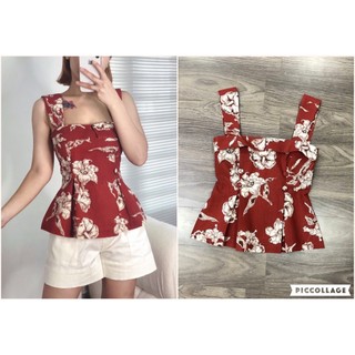 Áo mixx@ 2 dây linen hoa kami