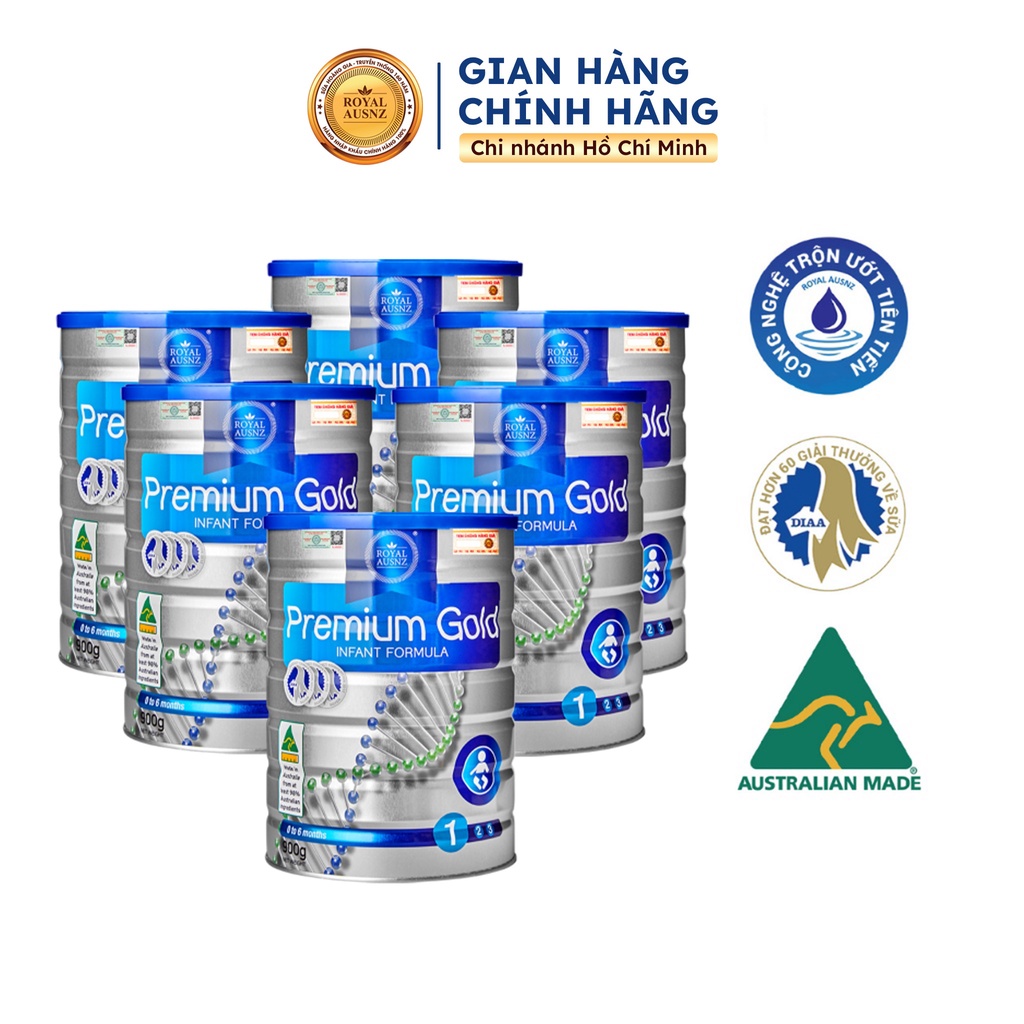 Combo 6 Hộp Sữa Bột Trẻ Em Hoàng Gia Úc Premium Gold Số 1 Bổ Sung Vitamin, Khoáng Chất Cho Trẻ ROYALAUSNZ/Hộp