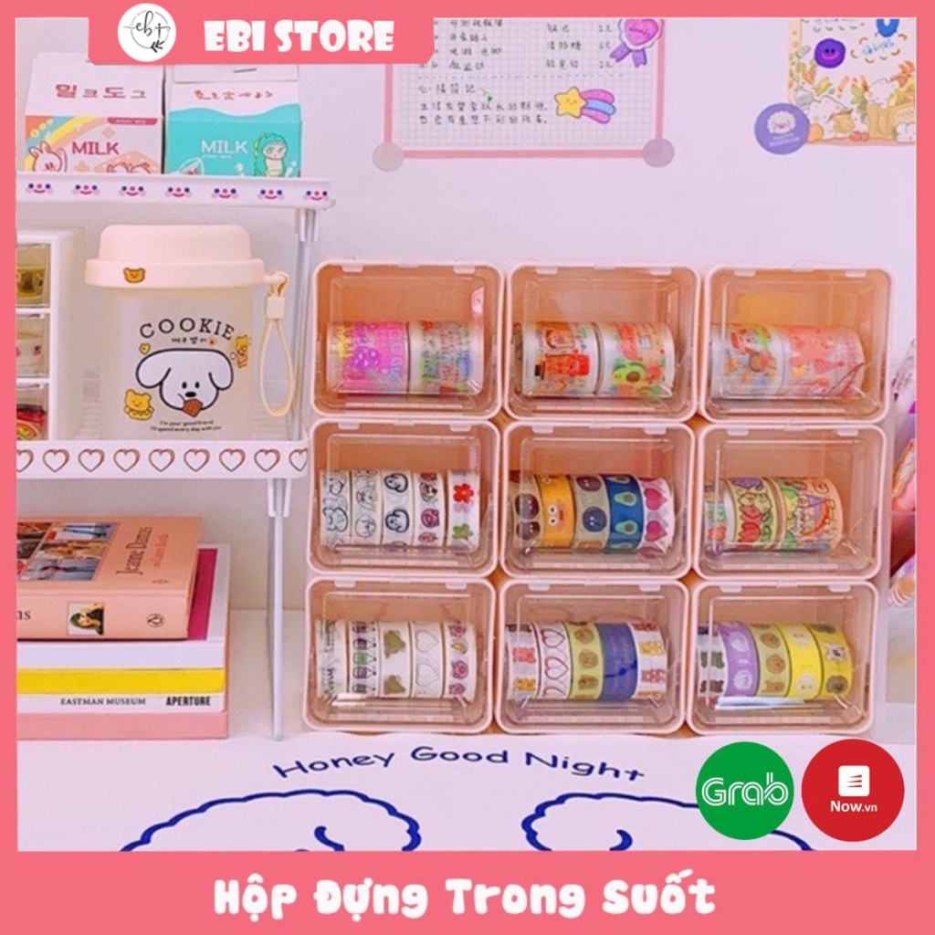 Set 3 Hộp Nhựa Trong Suốt Đựng Washi Tape 9*8cm