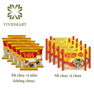 [SET 10 GÓI] - Mì WAI WAI chay - Mì WaiWai chay 2 vị: nấm (không chua) và Thái chua - 60g/gói - Mì ăn liền Thái Lan