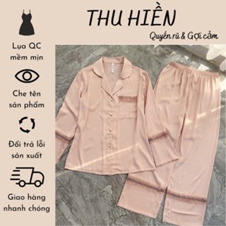 Mã 896 - pijama trơn cúc ngọc cao cấp - bộ ngủ mặc nhà dáng dài hàng qc