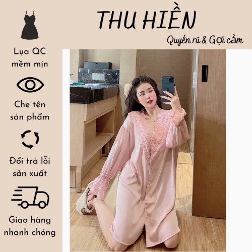 mã 81 Váy ngủ sơ mi sexy lụa cao cấp sang chảnh Đầm mặc nhà gợi cảm quyến rũ
