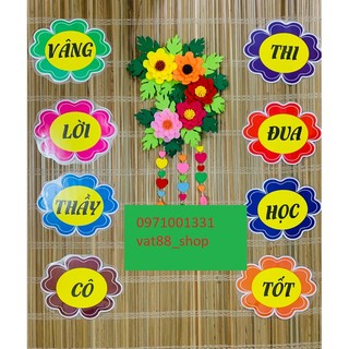 Khẩu hiệu Vâng lời thầy cô - Thì đua học tốt” trang trí lớp học