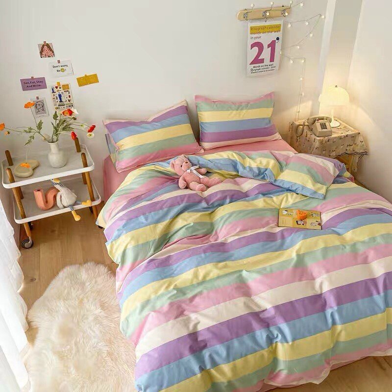 Bộ chăn ga gối Cotton Poly 5 món MD.DECOR - Bedding họa tiết dễ thương nhiều kích thước M4,M6,M8