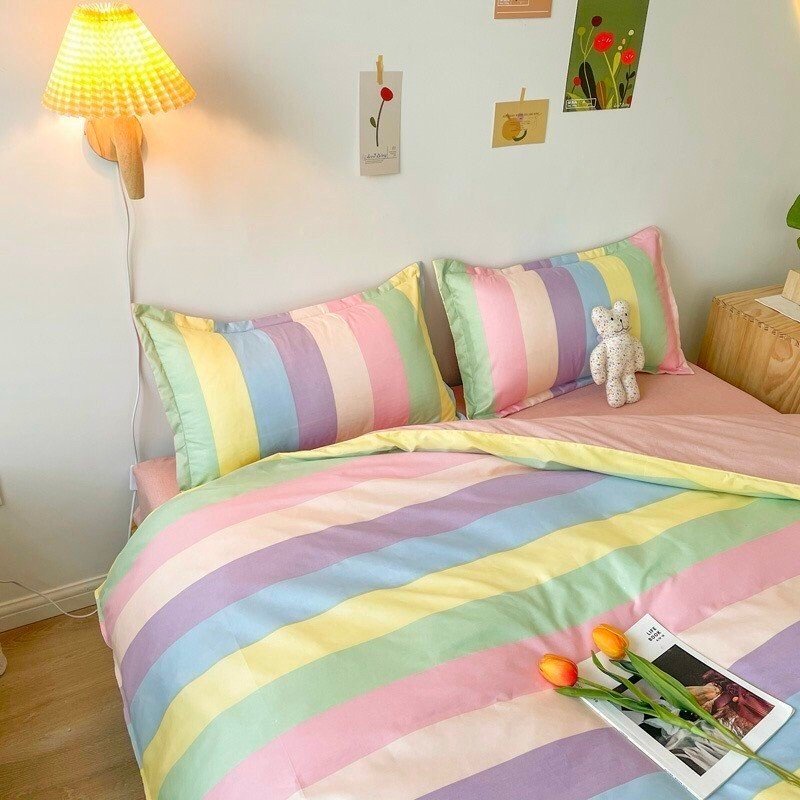 Bộ chăn ga gối Cotton Poly 5 món MD.DECOR - Bedding họa tiết dễ thương nhiều kích thước M4,M6,M8