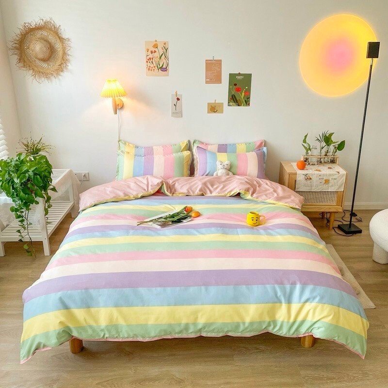 Bộ chăn ga gối Cotton Poly 5 món MD.DECOR - Bedding họa tiết dễ thương nhiều kích thước M4,M6,M8