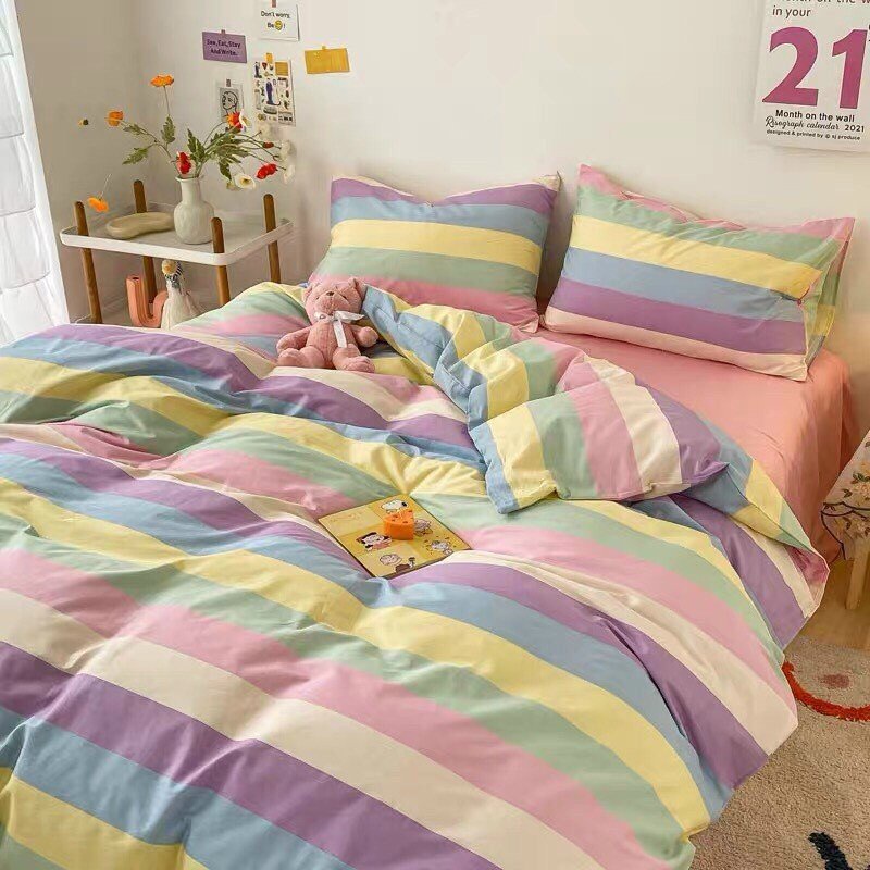 Bộ chăn ga gối Cotton Poly 5 món MD.DECOR - Bedding họa tiết dễ thương nhiều kích thước M4,M6,M8