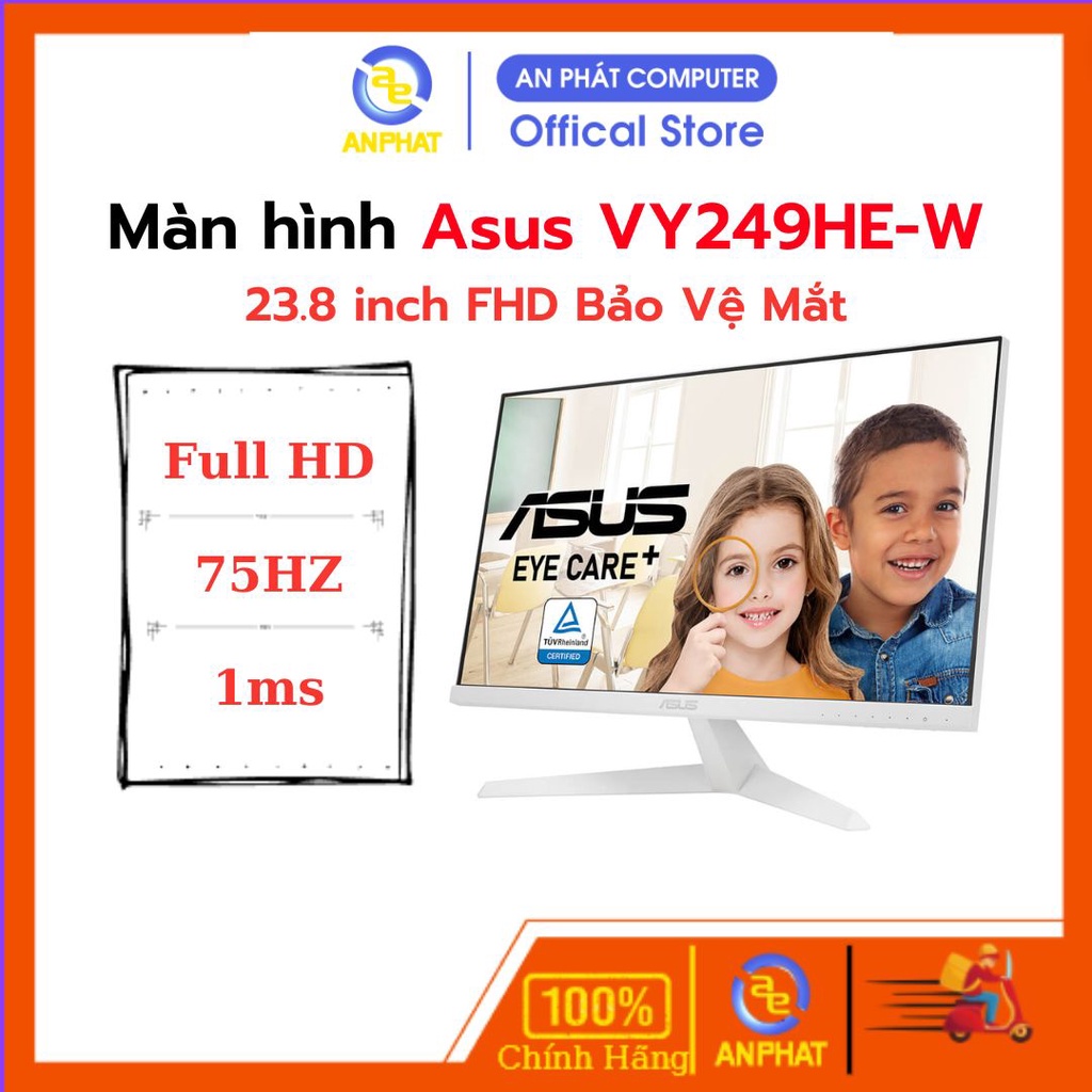 Màn hình máy tính Asus VY249HE-W 23.8 inch FHD IPS 75Hz 1ms màu trắng - Bảo Hành Chính Hãng 36 Tháng