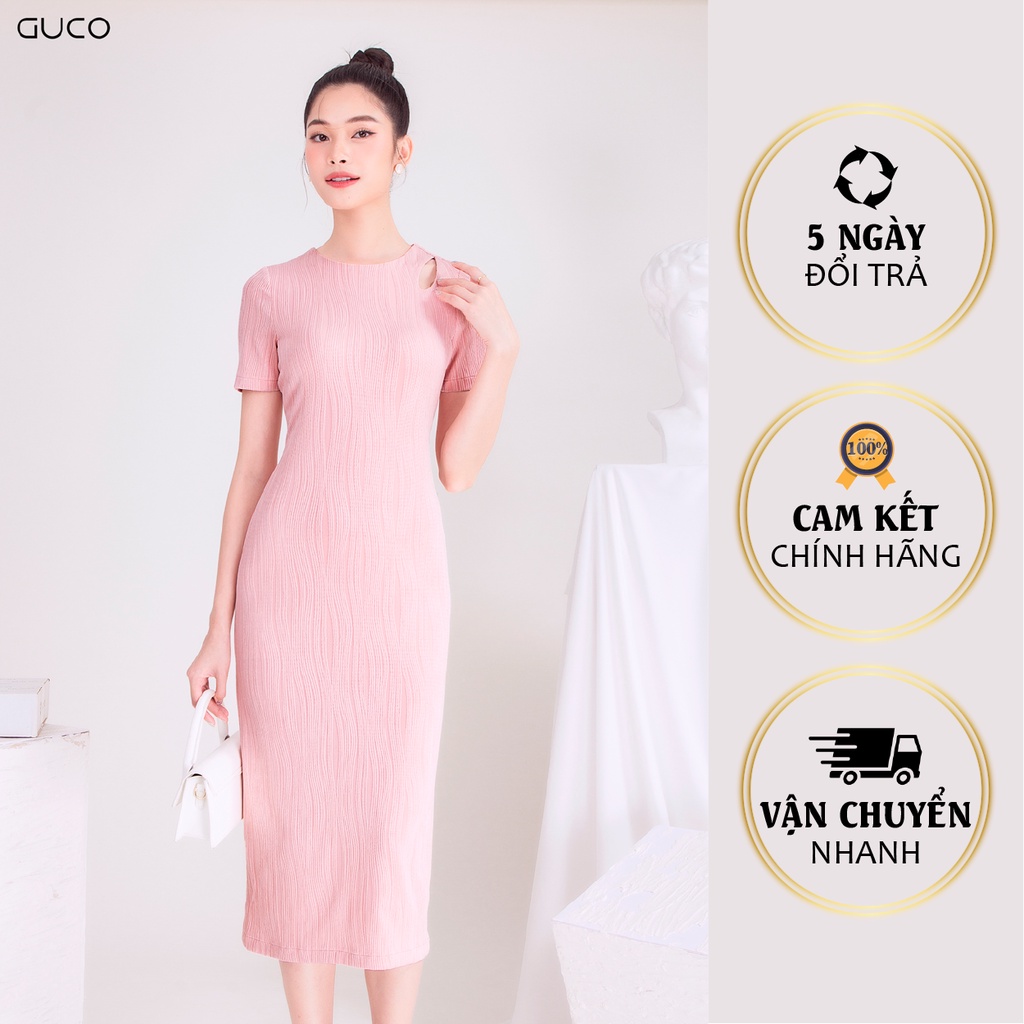 Đầm suông cổ tròn 3937 GUCO Hồng