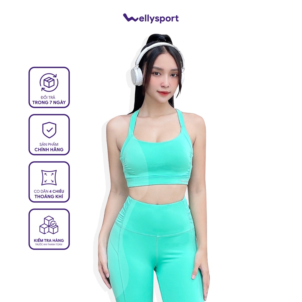 Bộ Đồ Tập Nữ Yoga, Gym Quần Lỡ, Màu Xanh Ngọc, Welly Sport, Mã BTQL02